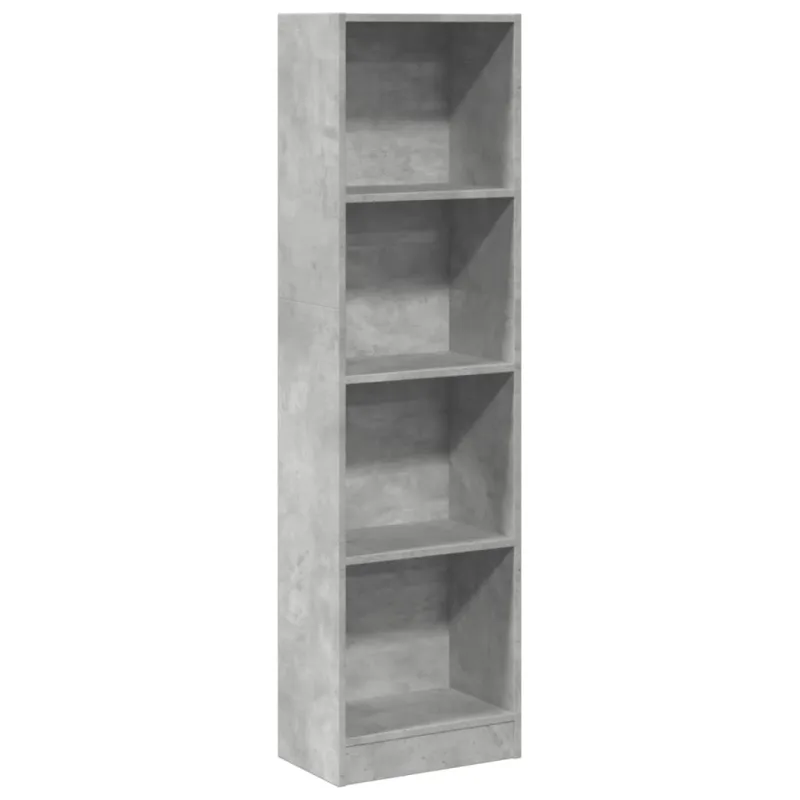 Estantería librería，armario de libros de madera de ingeniería gris hormigón 40x24x143 cm cfw865931