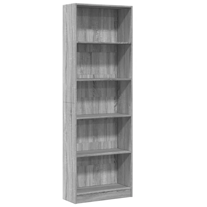 Estantería librería，armario de libros de madera de ingeniería gris sonoma 60x24x176 cm cfw505820