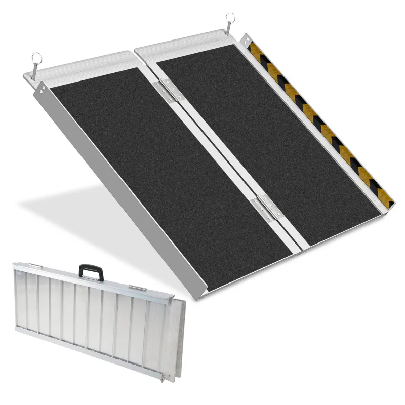 Rampa para silla de ruedas 2x rampa de acceso portátil de aluminio con superficie antideslizante 270kg de capacidad 91cm