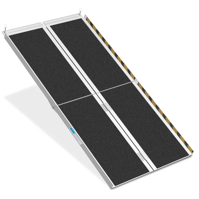 Rampa para silla de ruedas plegable aluminio antideslizante 2x superficie antideslizante portátil 270kg capacidad 152cm