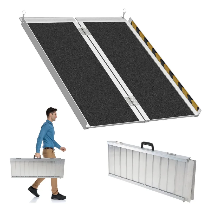Rampa para silla de ruedas rampa de acceso plegable 270kg capacidad 2x aluminio superficie antideslizante 91cm