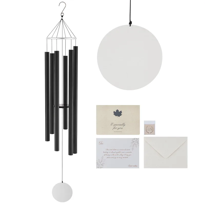 Carillón de viento exterior,vevor 1677 mm,6 tubos,sonido profundo,conmemorativa para terraza/porche/jardín,negro