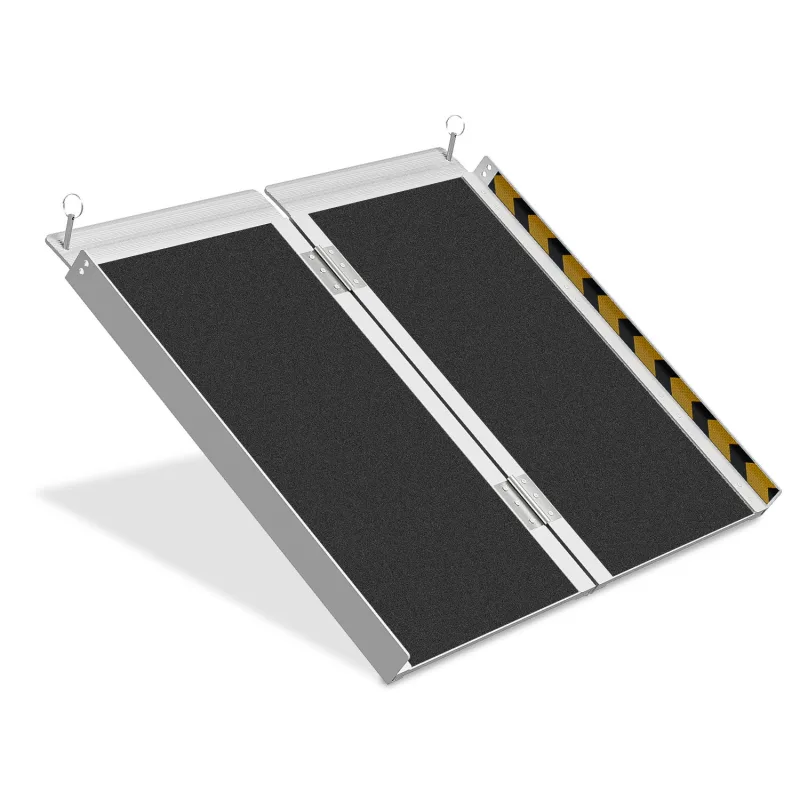 Rampa para silla de ruedas plegable aluminio antideslizante 2x superficie antideslizante portátil 270kg capacidad 61cm