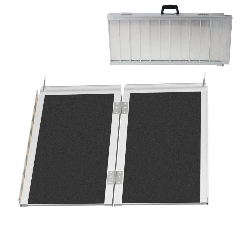 Rampa para silla de ruedas 2x rampa de acceso portátil de aluminio con superficie antideslizante 270kg de capacidad 61cm