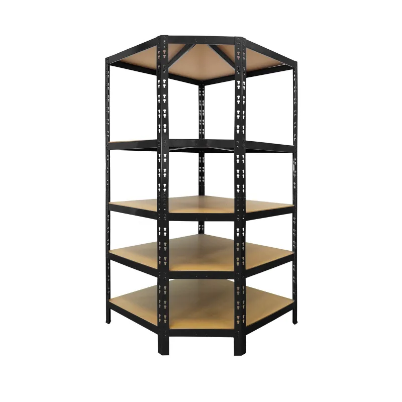 Estantería esquinera para cargas pesadas, negra, 5 niveles, 180 x 90 x 42 x 60 cm | carga máxima: 875 kg