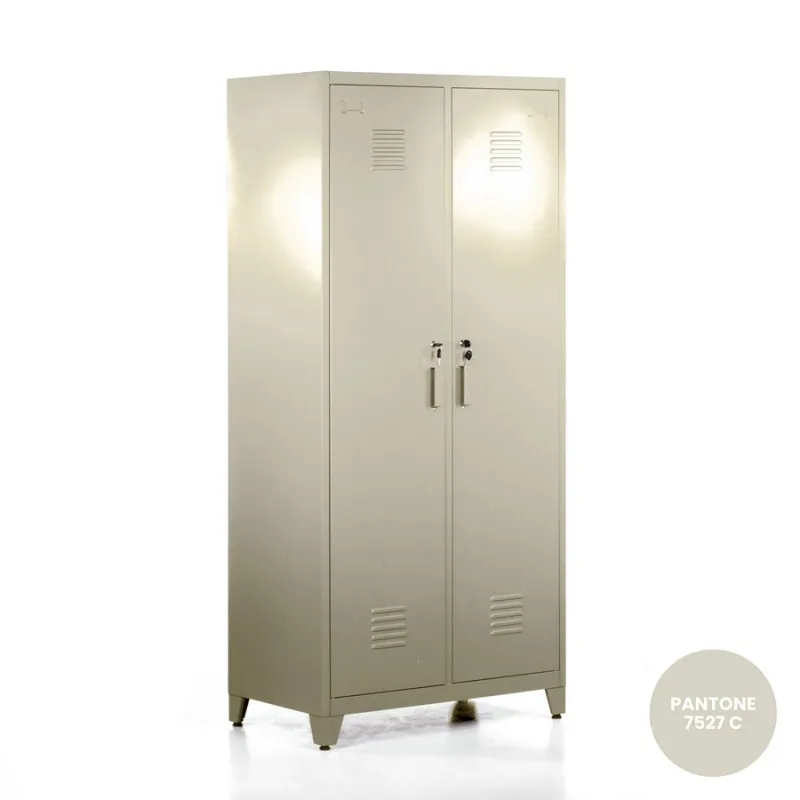 Armario de dos puertas de metal marfil 190x85x50 cm