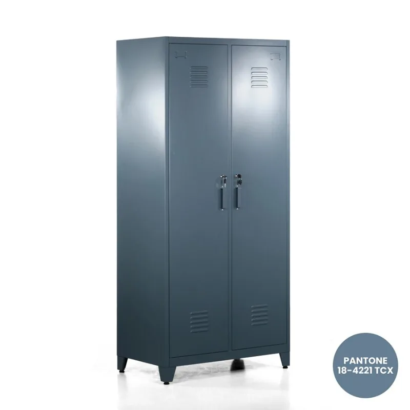 Armario metálico 2 puertas y divisor central cerúleo 190x85x50 cm