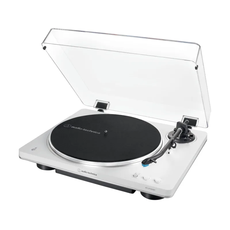 Audio-technica at-lp70xbt tocadiscos de tracción por correa plata, blanco totalmente automático