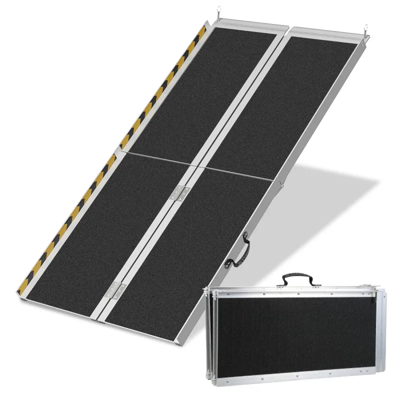 Rampa para silla de ruedas 2x rampa de acceso portátil de aluminio con superficie antideslizante 270kg de capacidad 152cm
