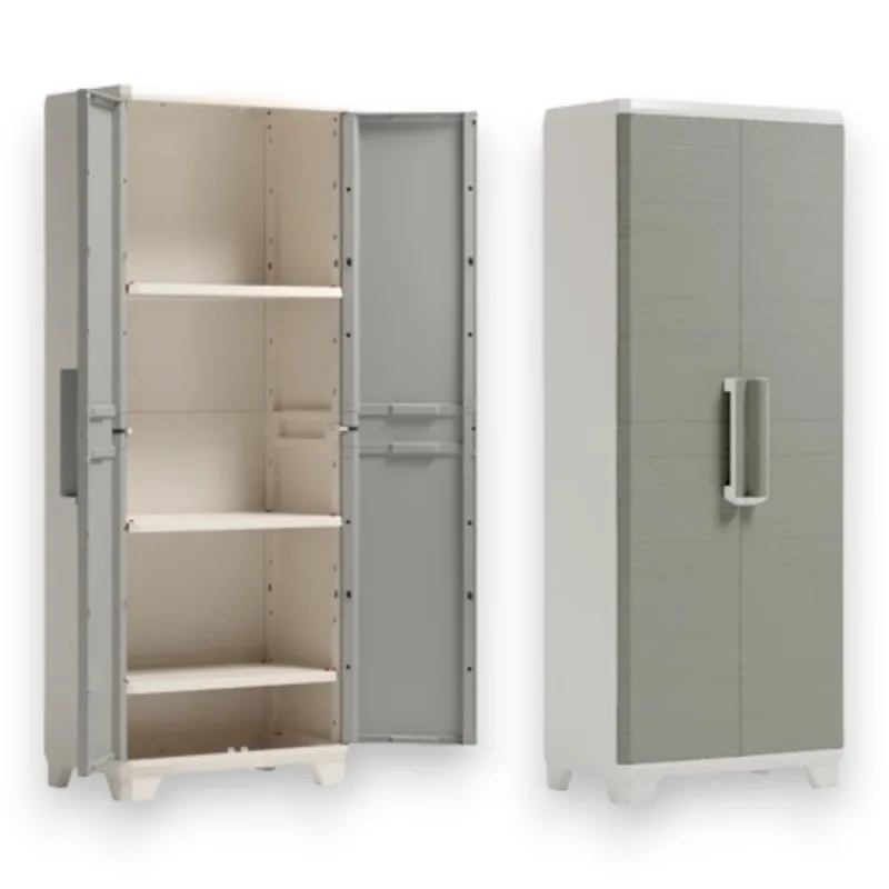 Keter linear wood armario exterior de resina efecto madera de 2 puertas con cerradura y candado