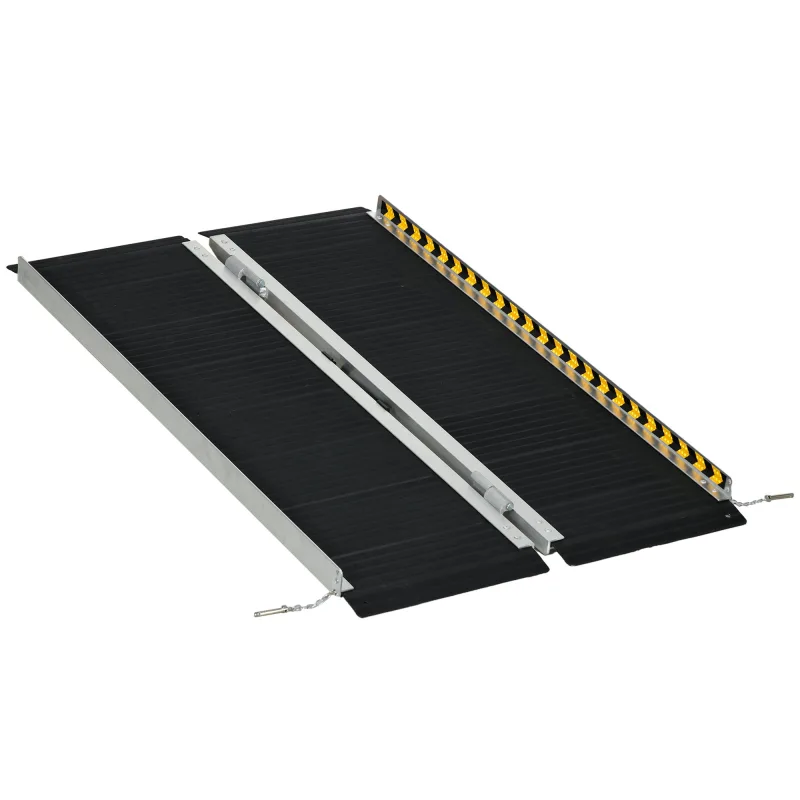 Rampa para sillas homcom aleación de aluminio negro 122x73.6x5.1 cm 713-142v01bk