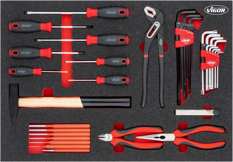 Vigor v5111n juego de destornilladores ∙ alicates ∙563 mm x 393 mm x 35 mm