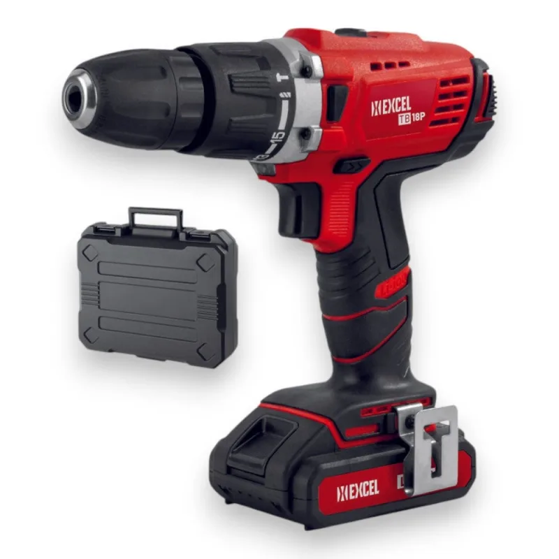 Destornillador inalámbrico 18v batería de litio ajustable percusión embrague led luz accesorios y usb power bank