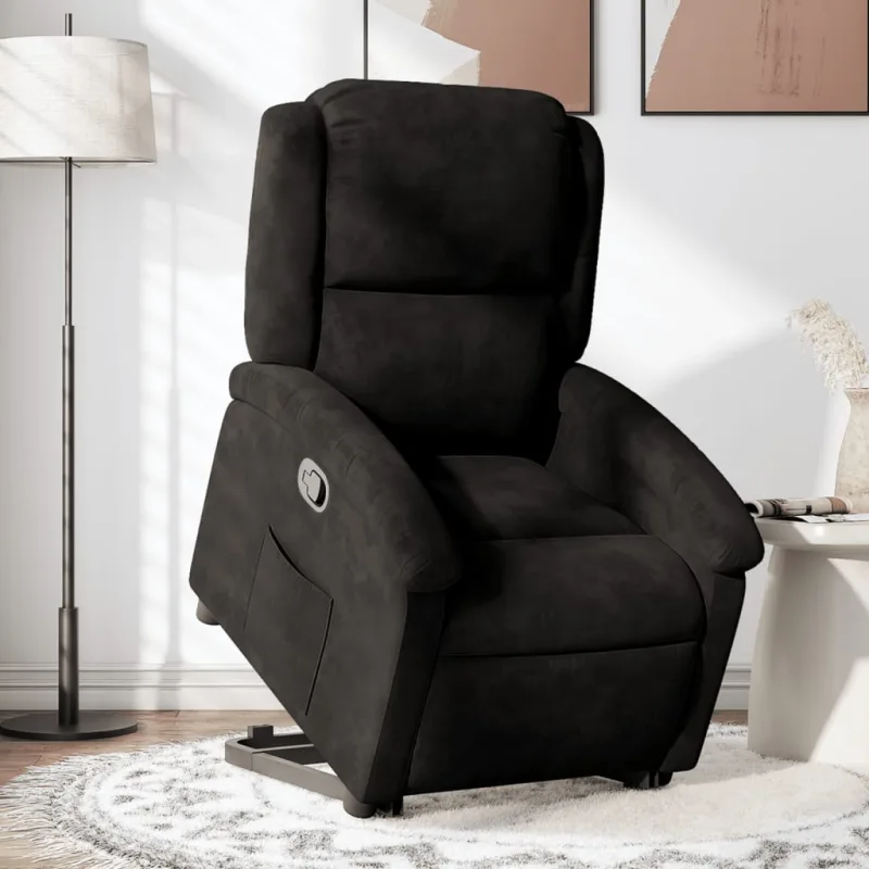 Silla reclinable de terciopelo negro