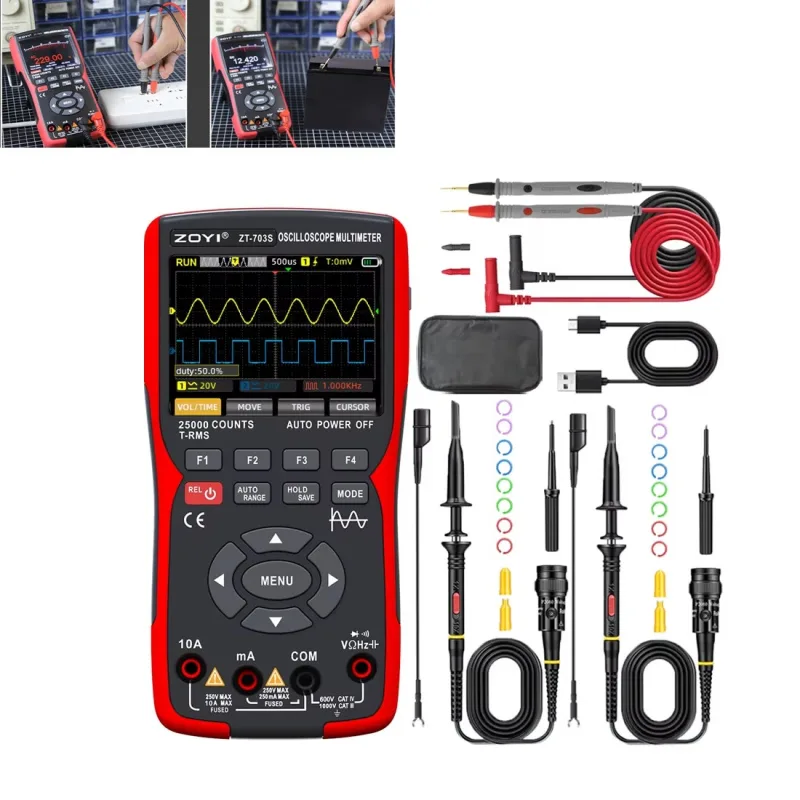 Osciloscopio,multímetro,herramientas para reparación automotriz,generador de señales,mide voltaje y corriente,ideal reparación de automóviles-zaewry