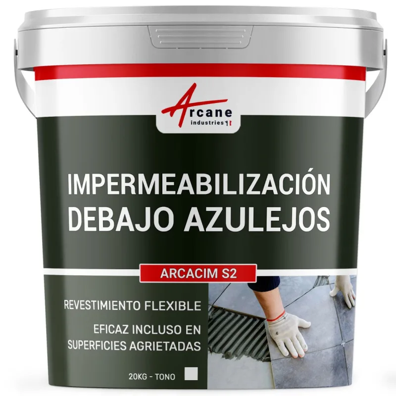 Mortero de impermeabilización bajo baldosas: arcacim s2 - 20 kg blanco - arcane industries
