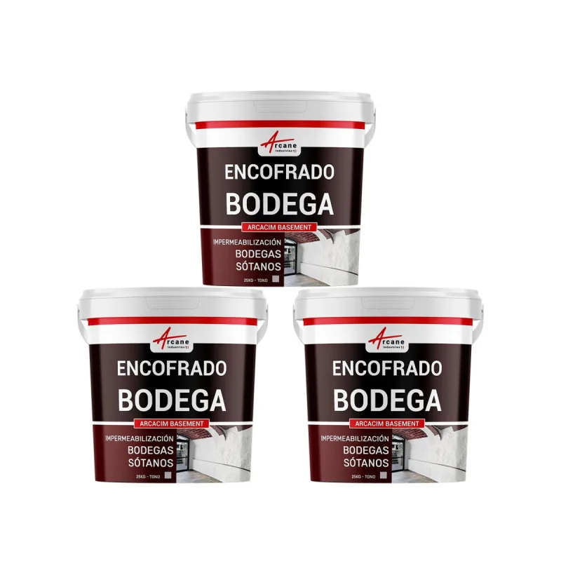 Revoque hidrófugo para interiores: bodegas, semisótanos, garajes - arcacim basement - 3 x 25 kg gris - arcane industries