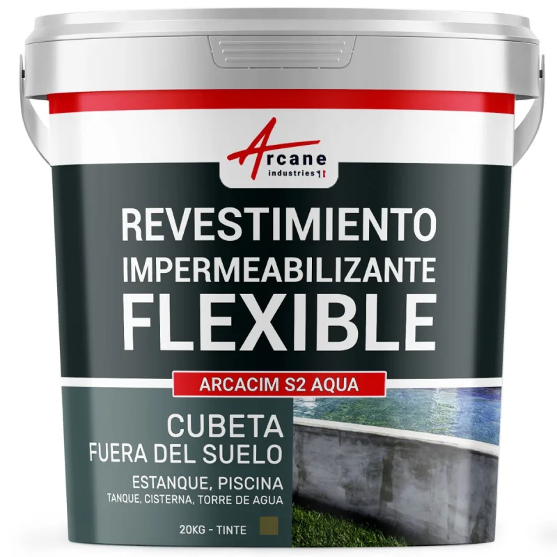 Revestimiento impermeabilizante para piscinas y cisternas elevadas - arcacim s2 - 20 kg gris marrón cerca - ral 7013 - arcane industries