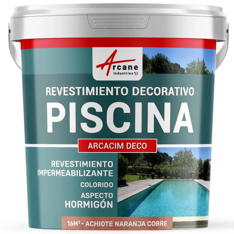 Revoque para piscinas, decorativo de acabado e impermeabilizante - arcacim deco - 16 m² achiote naranja cobre - arcane industries
