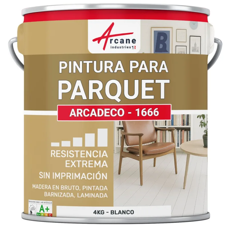 Pintura para parquet : arcadeco - 1666 - 4 kg blanco - arcane industries