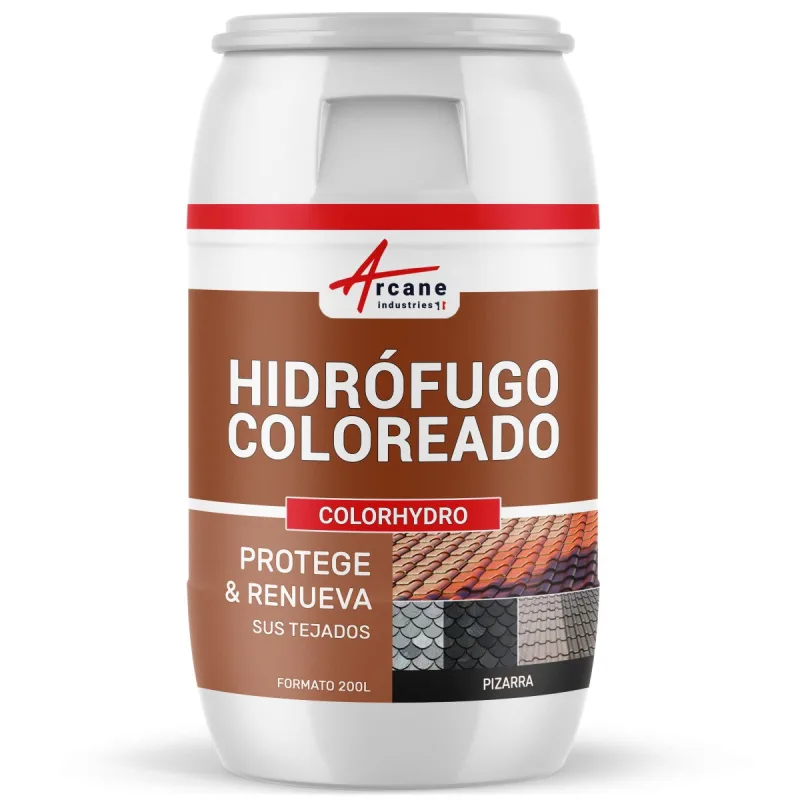 Hidrófugo impermeabilizante coloreado para tejados de tejas de hormigón, cemento, pizarra: colorhydro - 200 l pizarra - ral 9004 - arcane industries