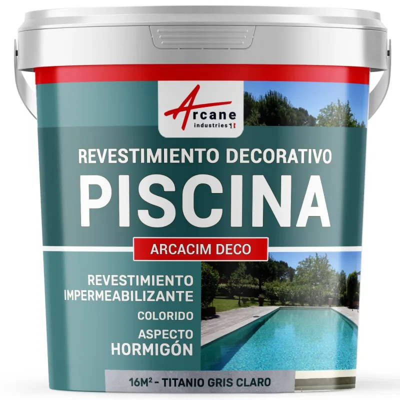 Revoque para piscinas, decorativo de acabado e impermeabilizante - arcacim deco - 16 m² titanio gris claro - arcane industries