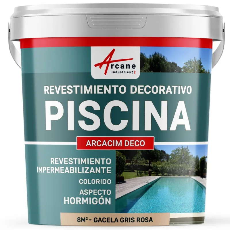 Revoque para piscinas, decorativo de acabado e impermeabilizante - arcacim deco - 8 m² gacela gris rosa - arcane industries