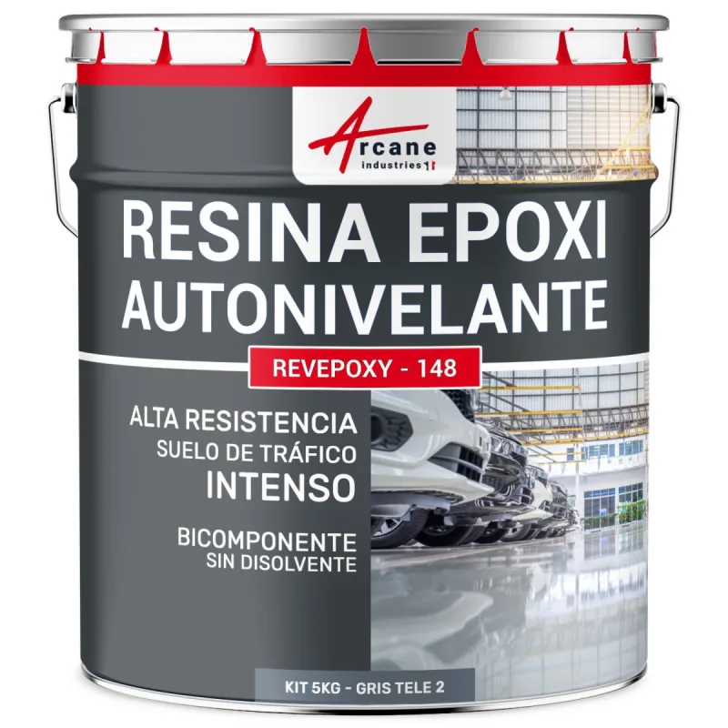 Resina epoxi autonivelante para suelos, garaje - revepoxy - 148 - 5 kg telegris 2 - ral 7046 - arcane industries