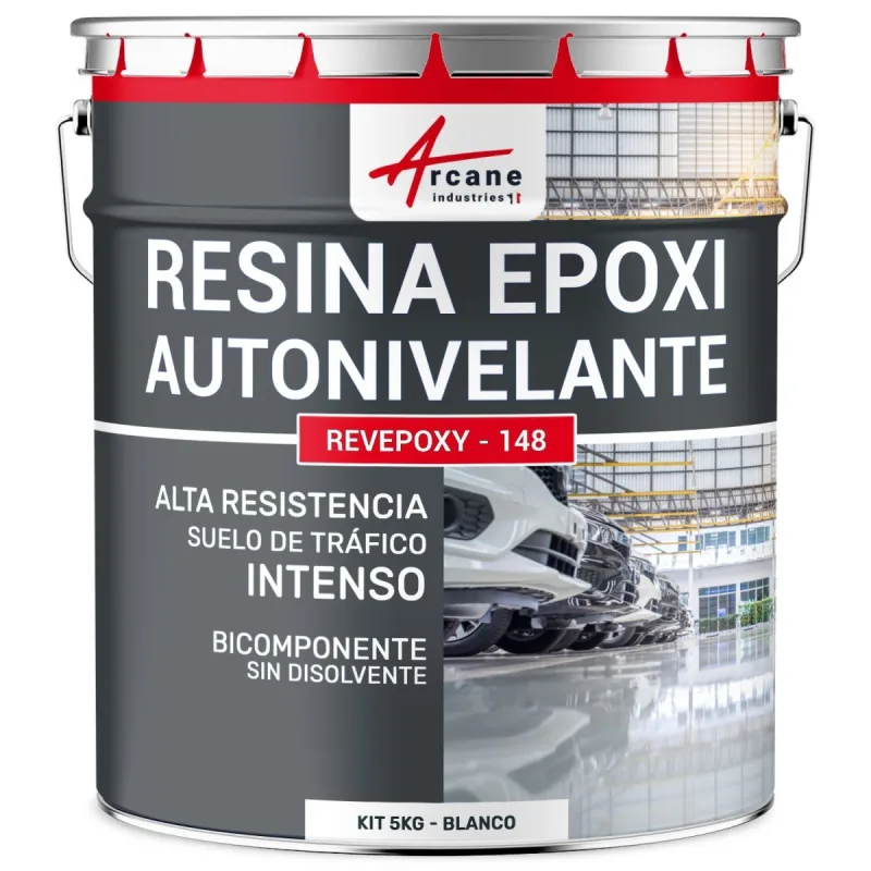 Resina epoxi autonivelante para suelos, garaje - revepoxy - 148 - 5 kg blanco - arcane industries