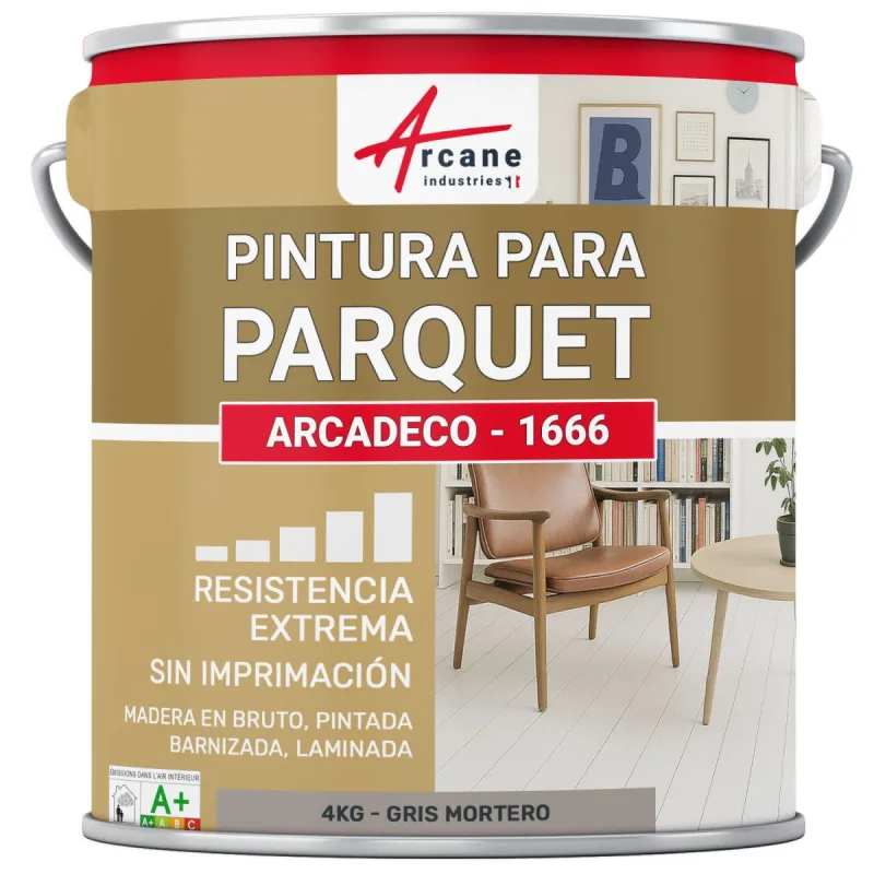 Pintura para parquet : arcadeco - 1666 - 4 kg gris mortero - ral 060 60 05 - arcane industries