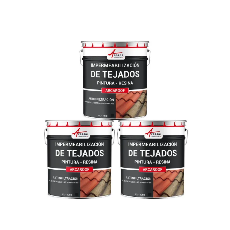 Membrana líquida para tejados, membrana impermeabilizante para techos arcaroof - 3 x 10 l pizarra - arcane industries