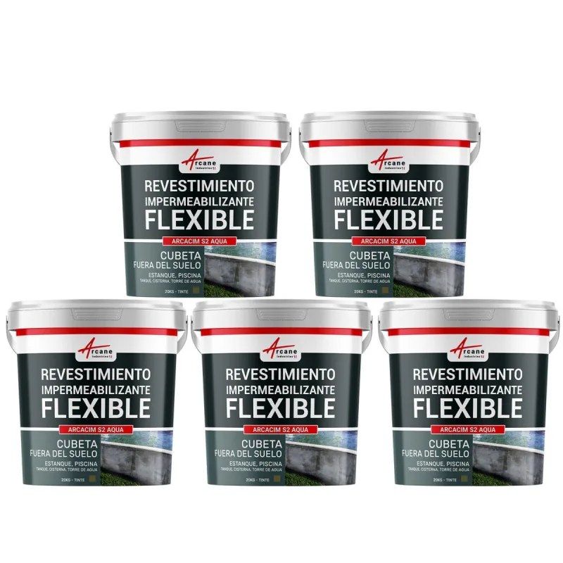Revestimiento impermeabilizante para piscinas y cisternas elevadas - arcacim s2 - 5 x 20 kg gris marrón cerca - ral 7013 - arcane industries