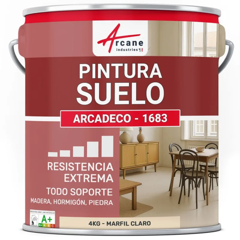 Pintura para suelos interiores poliuretano, multisoportes arcadeco - 1683 - 4 kg marfil claro - ral 1015 - arcane industries