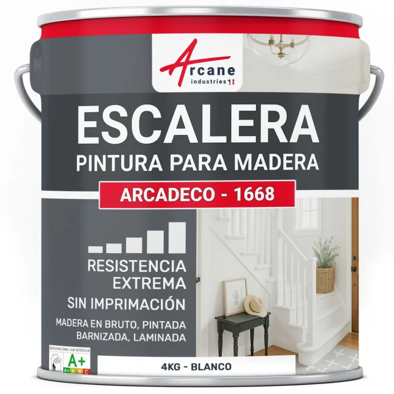 Pintura escalera madera: arcadeco - 1668 - 4 kg blanco - arcane industries