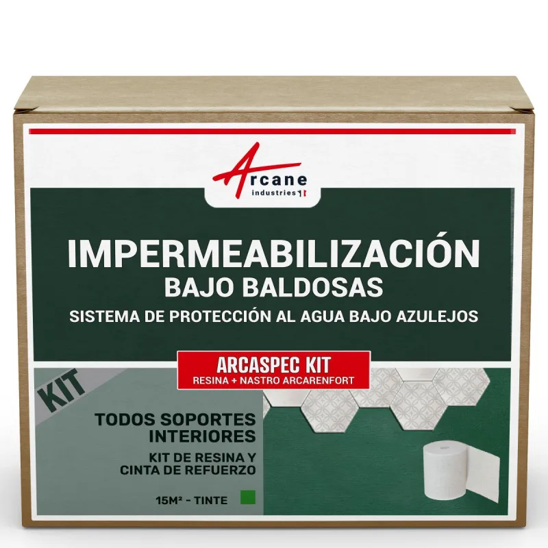 Membrana impermeabilizante para ducha en el suelo, aplicación bajo los azulejos - kit spec arcaspec con banda arcaband - 15 m² - arcane industries