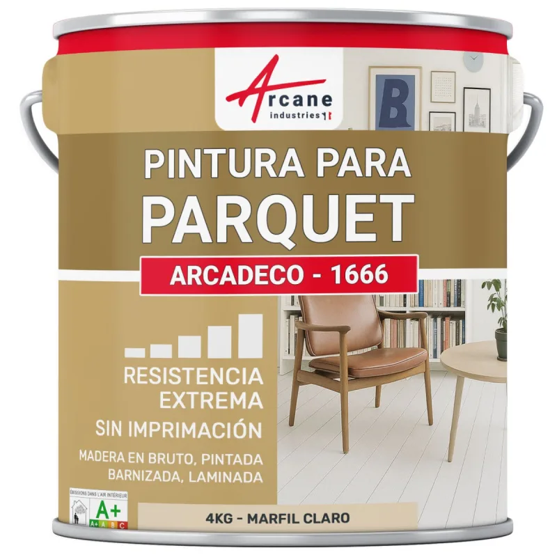 Pintura para parquet : arcadeco - 1666 - 4 kg marfil claro - ral 1015 - arcane industries
