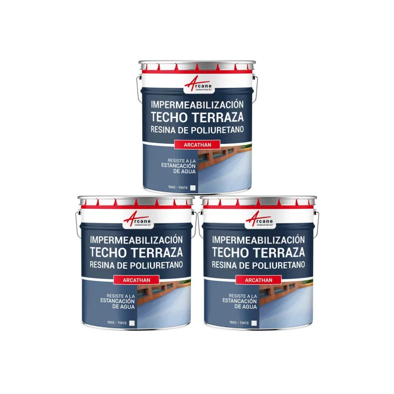 Membrana líquida para terrazas, membrana impermeabilizante arcathan - 3 x 15 kg blanco - arcane industries