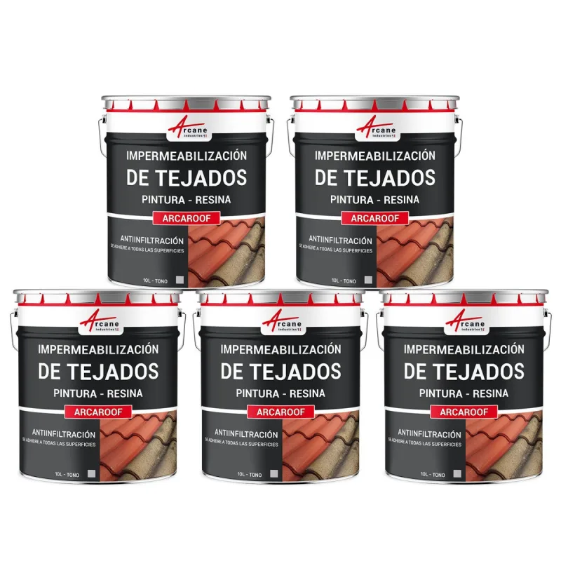 Membrana líquida para tejados, membrana impermeabilizante para techos arcaroof - 5 x 10 l gris - arcane industries