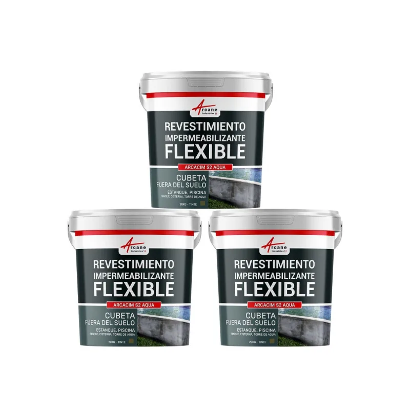 Revestimiento impermeabilizante para piscinas y cisternas elevadas - arcacim s2 - 3 x 20 kg gris marrón cerca - ral 7013 - arcane industries