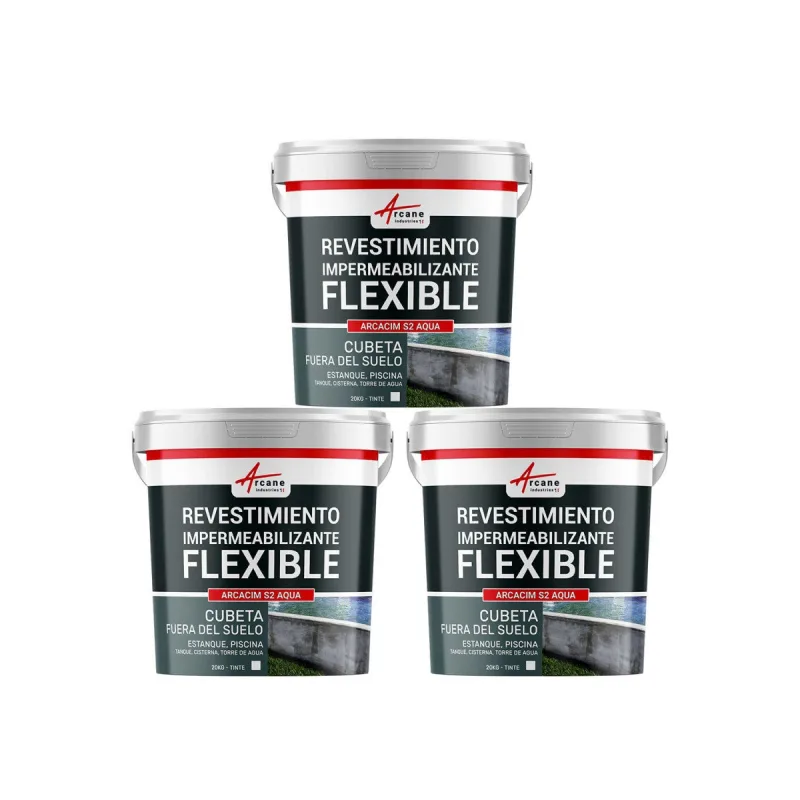 Revestimiento impermeabilizante para piscinas y cisternas elevadas - arcacim s2 - 3 x 20 kg blanco - arcane industries