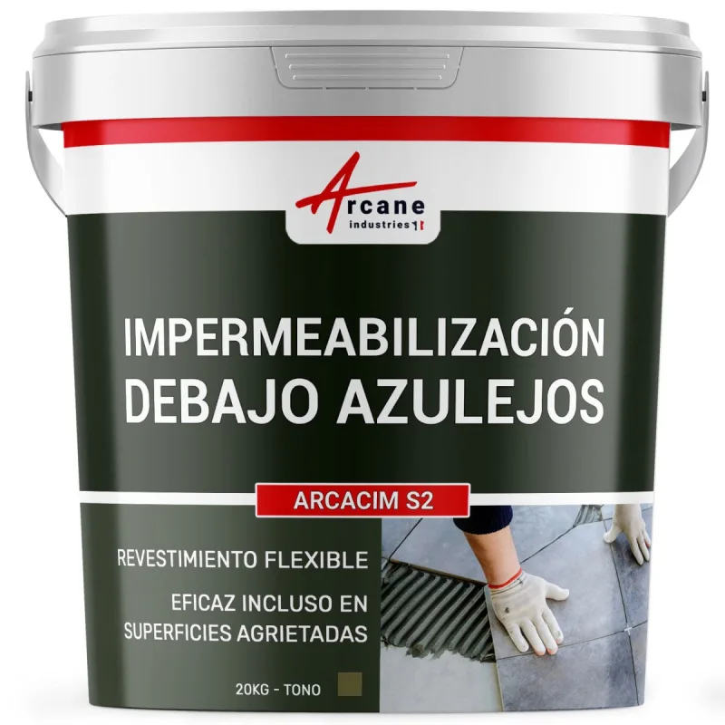 Mortero de impermeabilización bajo baldosas: arcacim s2 - 20 kg gris marrón cerca - ral 7013 - arcane industries