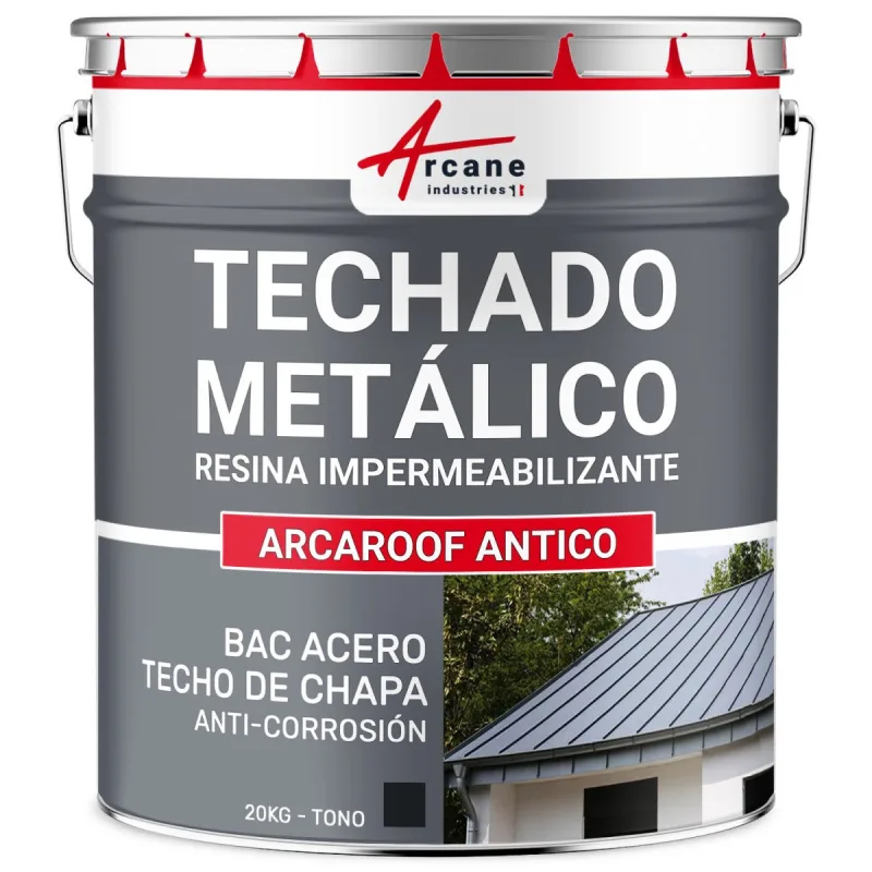 Membrana líquida para techos de chapa, pintura impermeabilizante arcaroof antico - 20 kg negro azulado - arcane industries