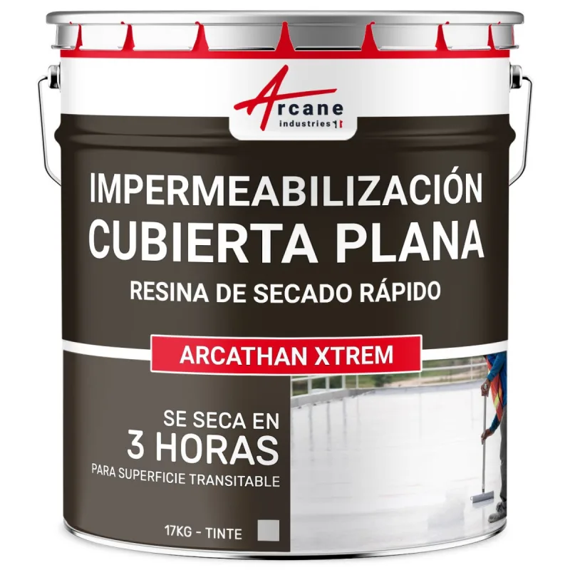Resina impermeabilizante para techo plano y terraza : arcathan xtrem - 17 kg (hasta 11 m² en 2 capas) gris claro - ral 7035 - arcane industries