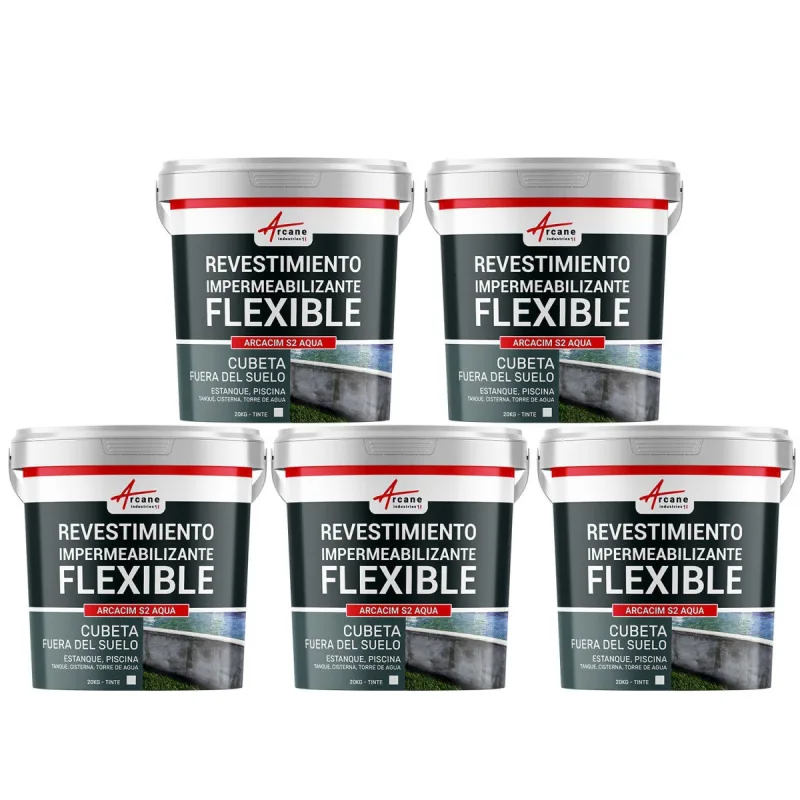 Revestimiento impermeabilizante para piscinas y cisternas elevadas - arcacim s2 - 5 x 20 kg blanco - arcane industries