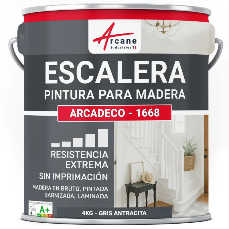 Pintura escalera madera: arcadeco - 1668 - 4 kg gris antracita - ral 7016 - arcane industries