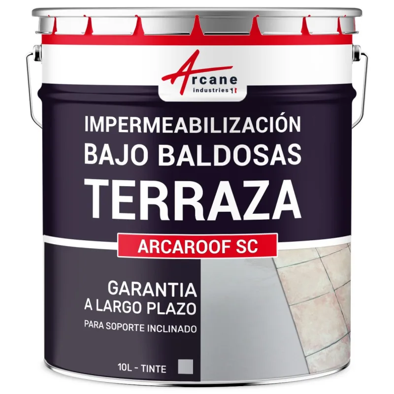 Membrana líquida bajo azulejos, impermeabilizante para balcones y terrazas inclinadas: arcaroof sc - 10 l gris - arcane industries