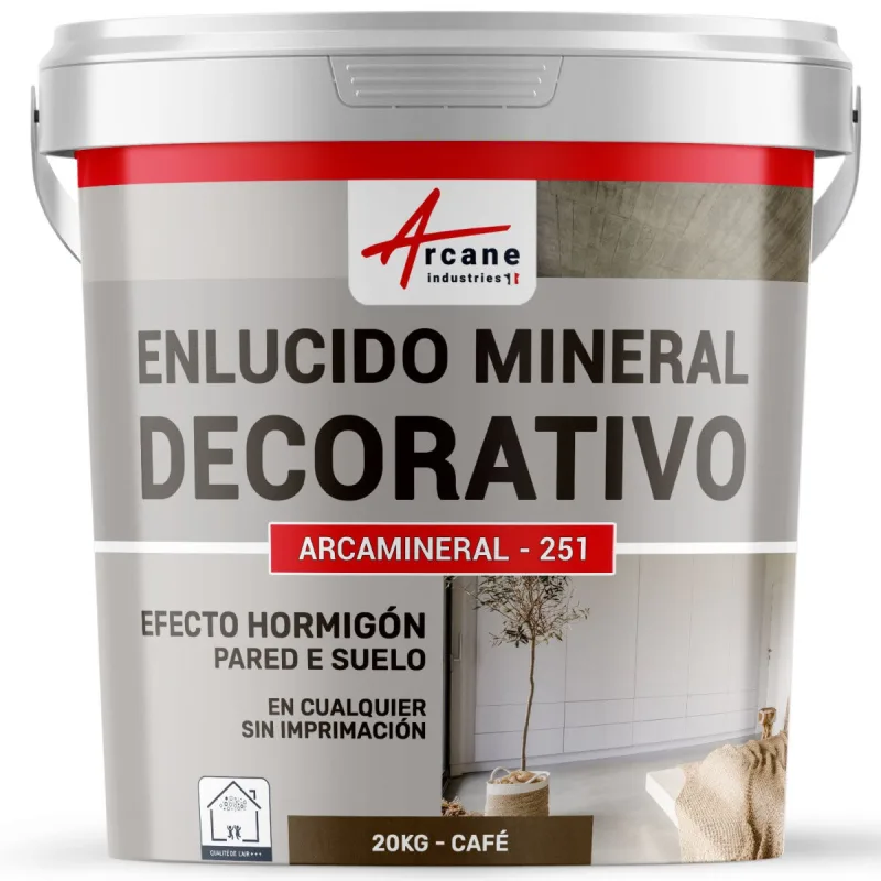 Revestimiento mineral decorativo para interiores y exteriores - para decoración mural y suelos - 20 kg café - arcane industries