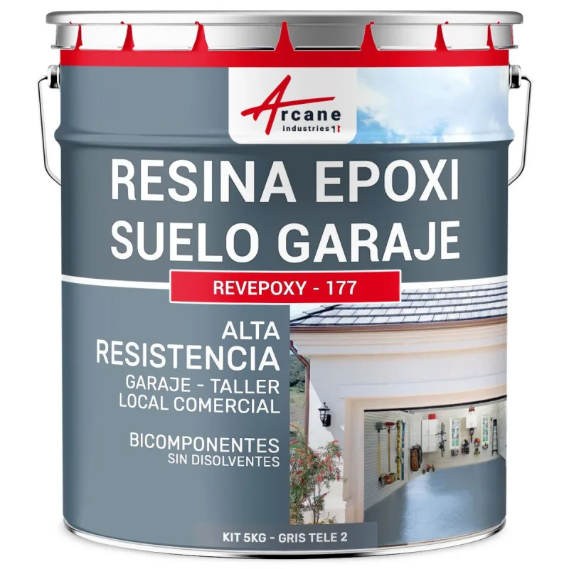 Resina epoxi para suelos de garaje - revepoxy - 177 - 5 kg (hasta 16 m² en 2 capas) telegris 2 - ral 7046 - arcane industries