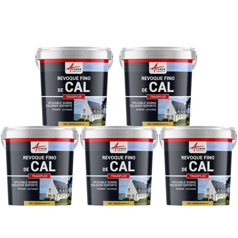 Enlucido a base de cal para decoración interior y exterior - tradiplus - 5 x 15 kg mentón amarillo - arcane industries