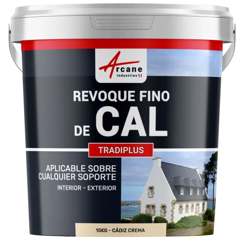 Enlucido a base de cal para decoración interior y exterior - tradiplus - 15 kg (hasta 14 m²) cádiz crema - arcane industries
